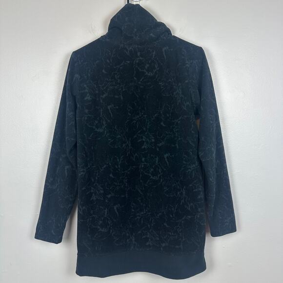 Columbia Womens Funnel Neck Long Marble Pattern Black Fleece Sweatshirt Small - Picture 2 of 10